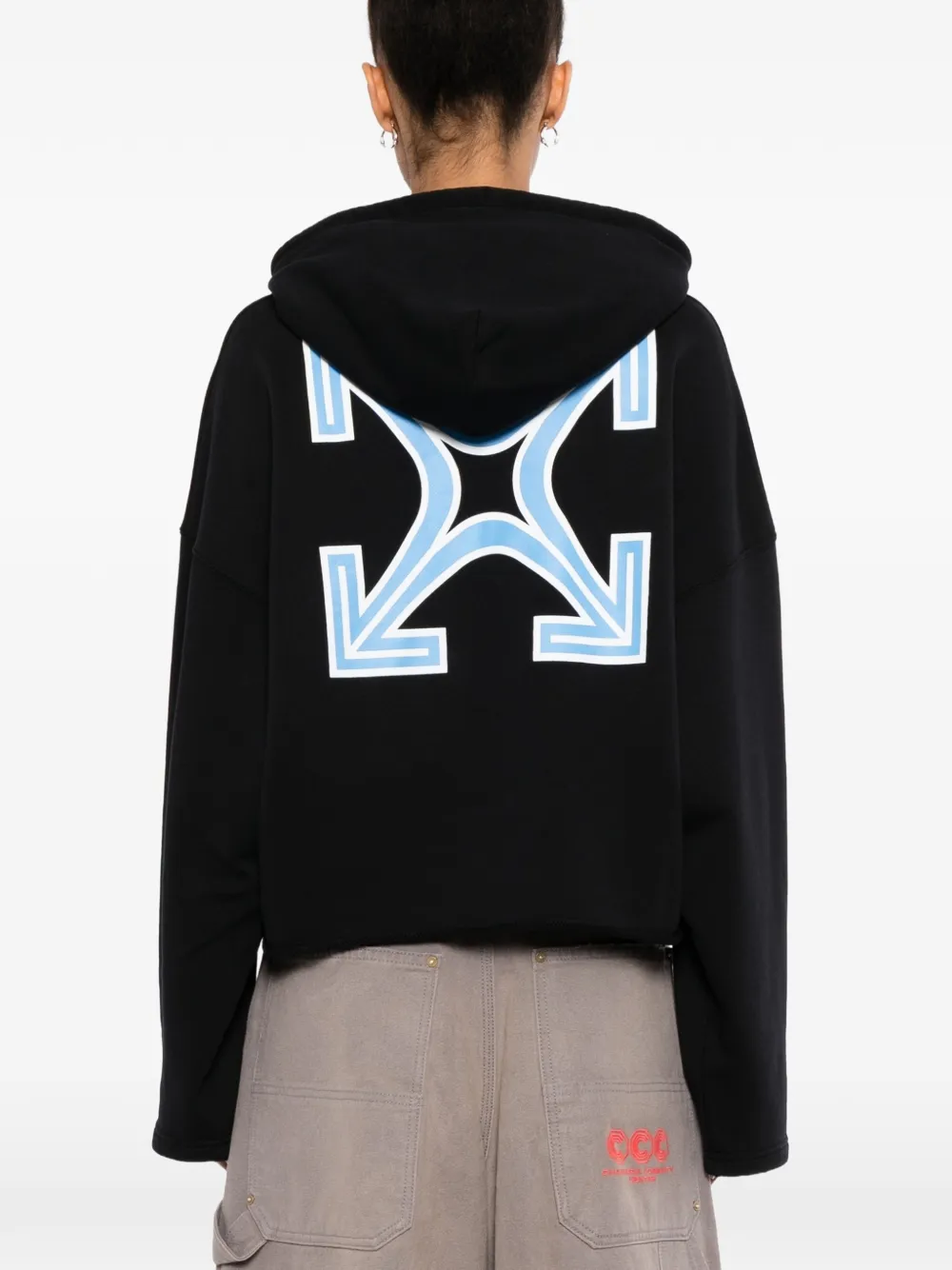 Off-White graphic-print cropped hoodie Zwart