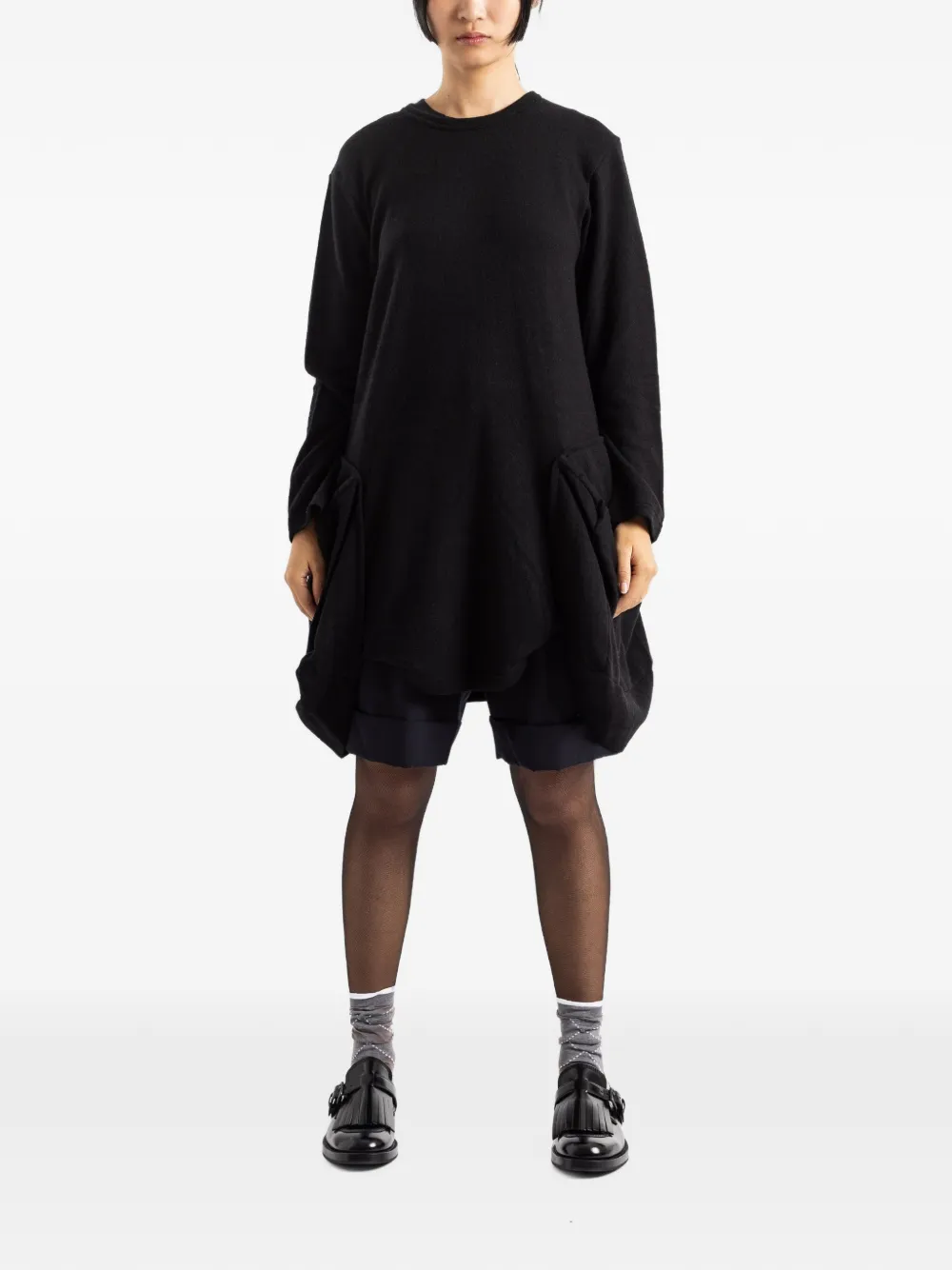 Comme Des Garçons Geplooide shorts met omgeslagen pijpen Blauw