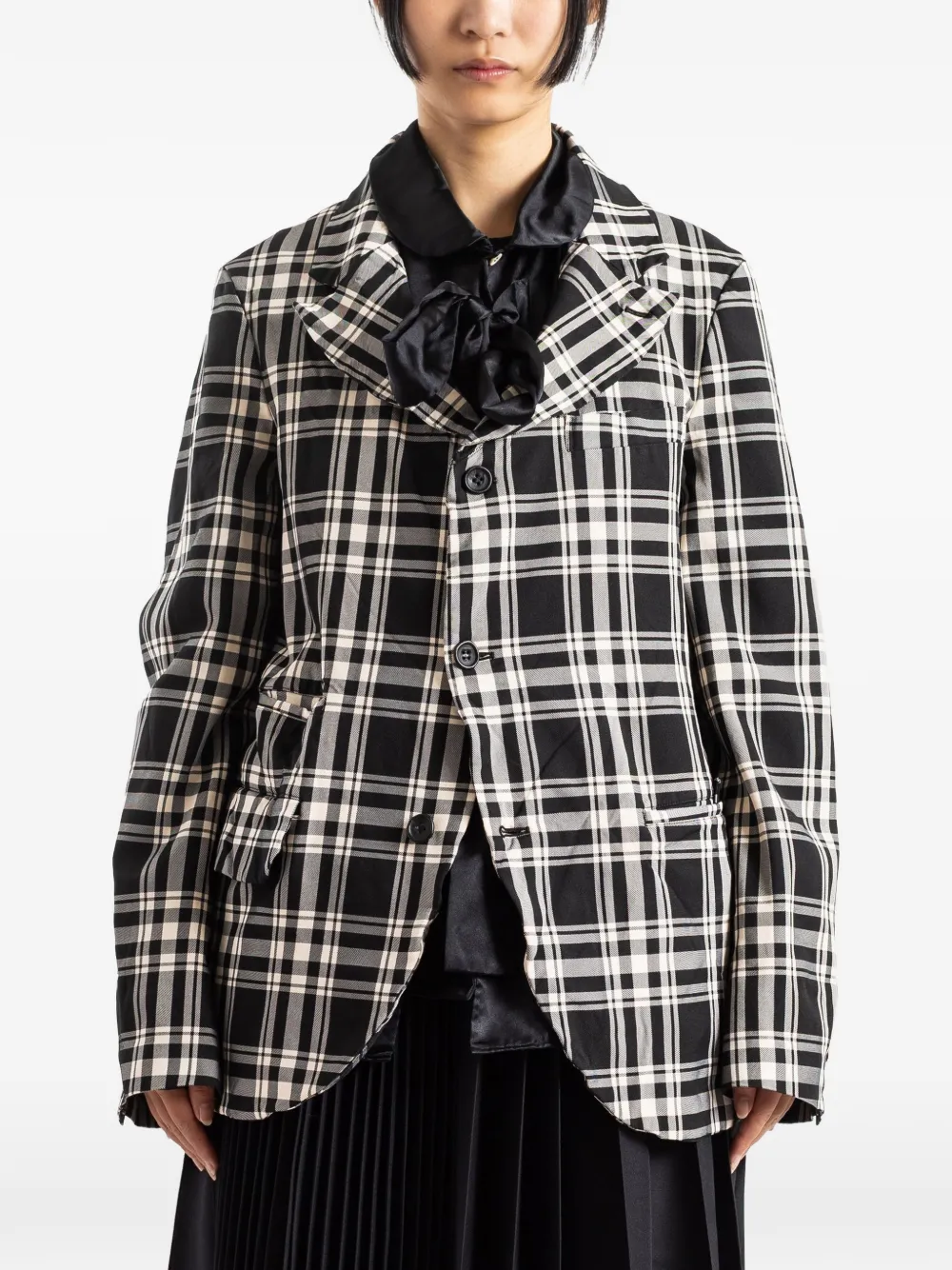 Comme Des Garçons check-pattern notched-lapel jacket - Nero