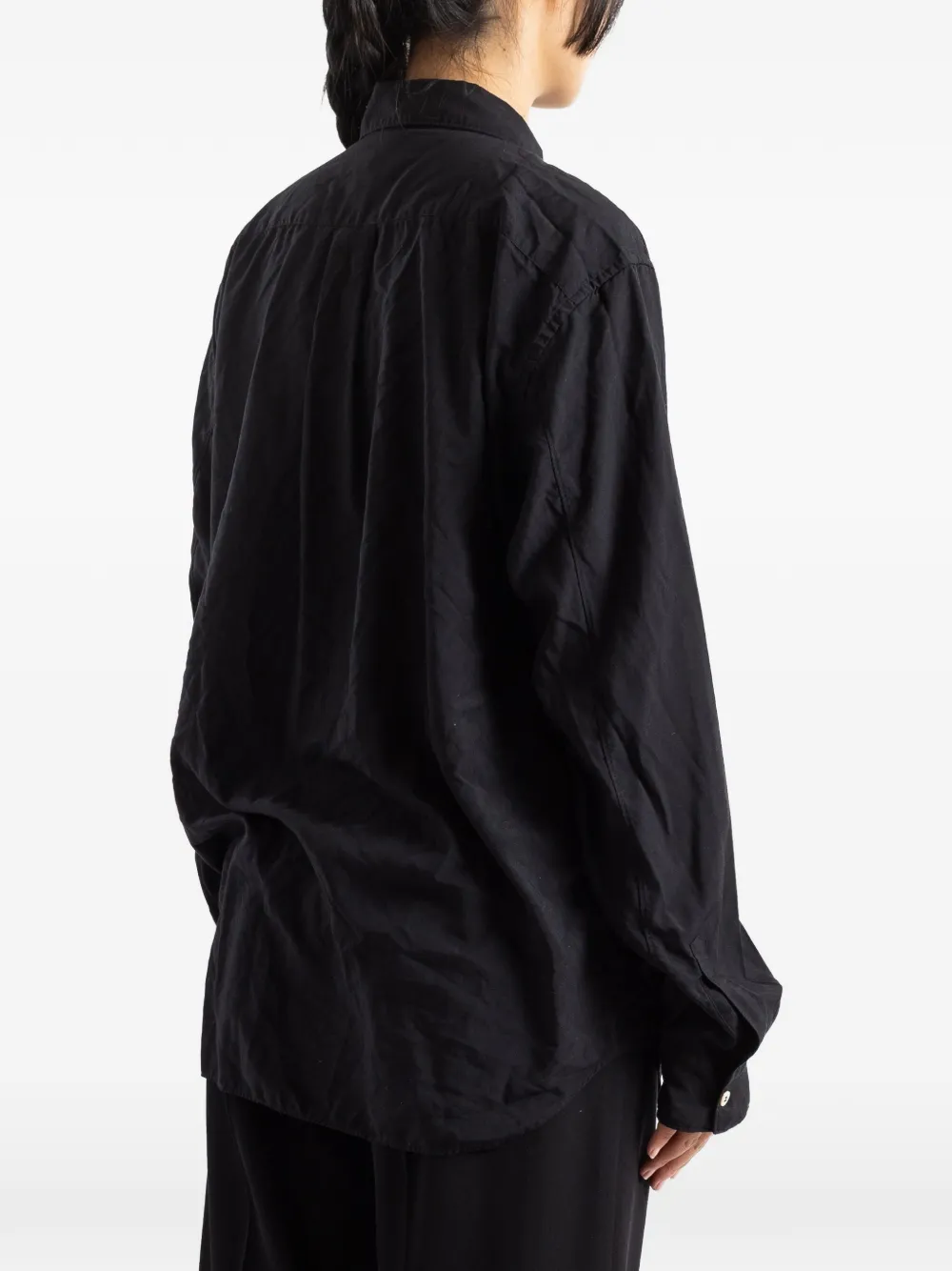 Comme Des Garçons Oversized Ruffled Jabot Cotton Shirt in Black, view 4