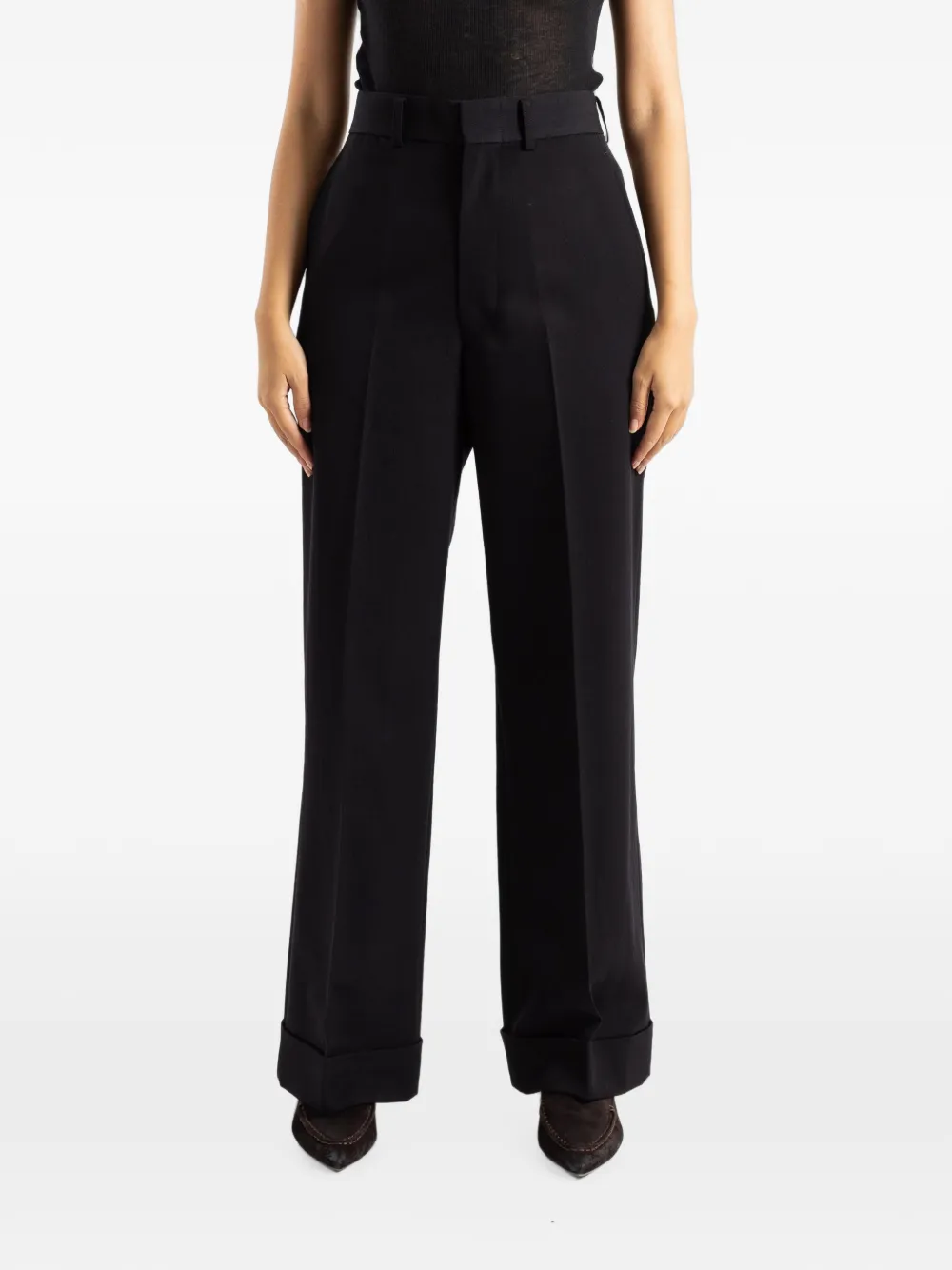 Junya Watanabe pressed-crease turned-up trousers