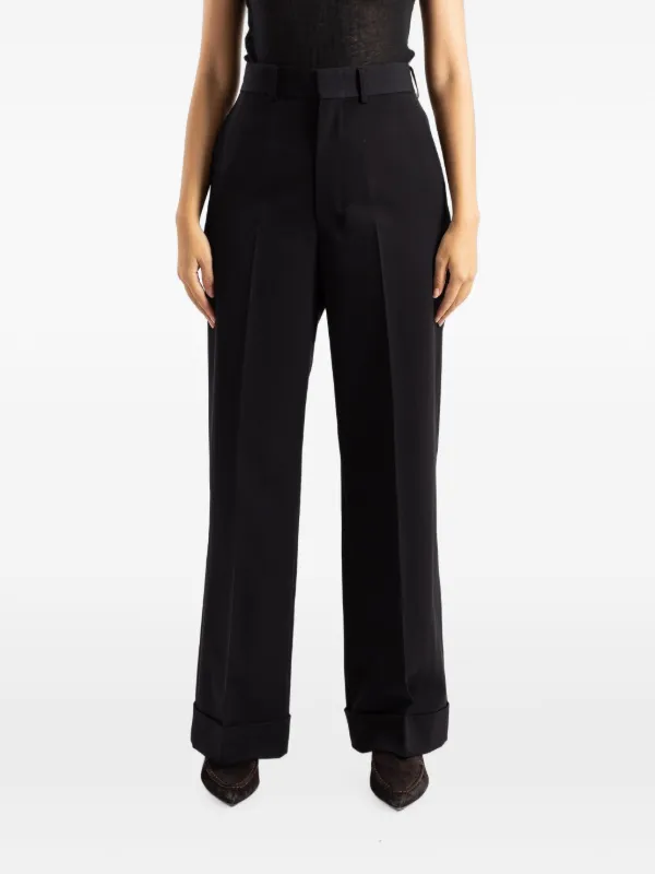 Junya Watanabe Pressed-crease Turned-up Trousers in Black