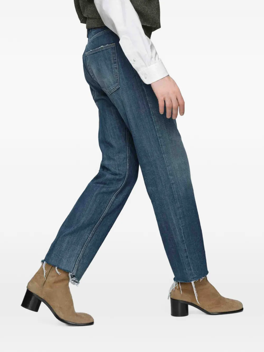 Maison Margiela frayed-hem straight-leg jeans Blauw