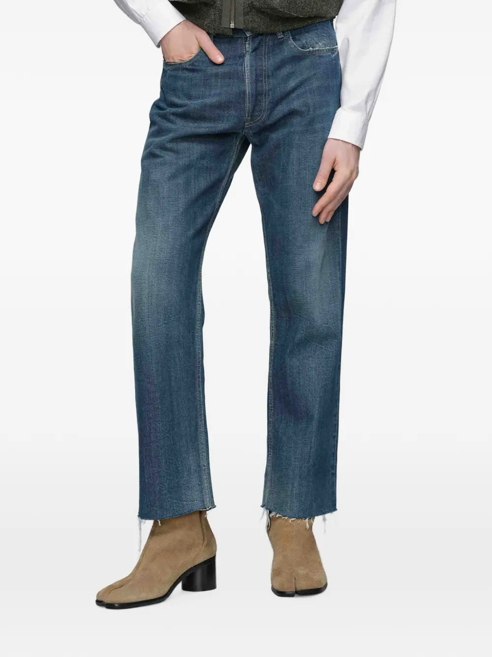 Maison Margiela frayed-hem straight-leg jeans Blauw