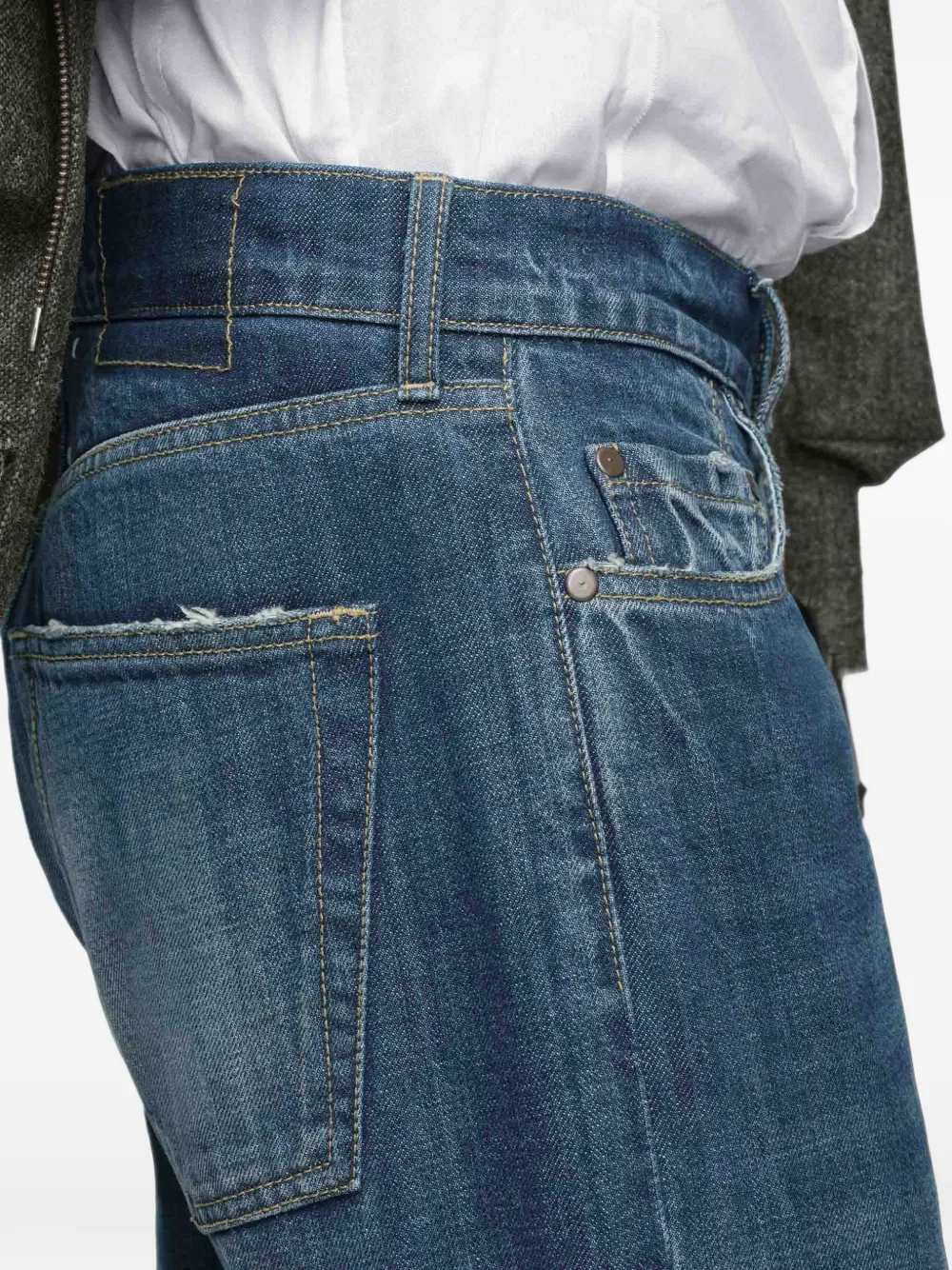 Maison Margiela frayed-hem straight-leg jeans Blauw