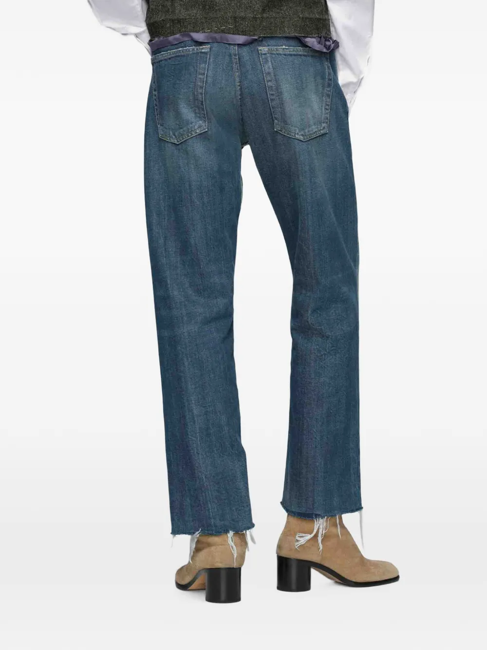 Maison Margiela frayed-hem straight-leg jeans Blauw