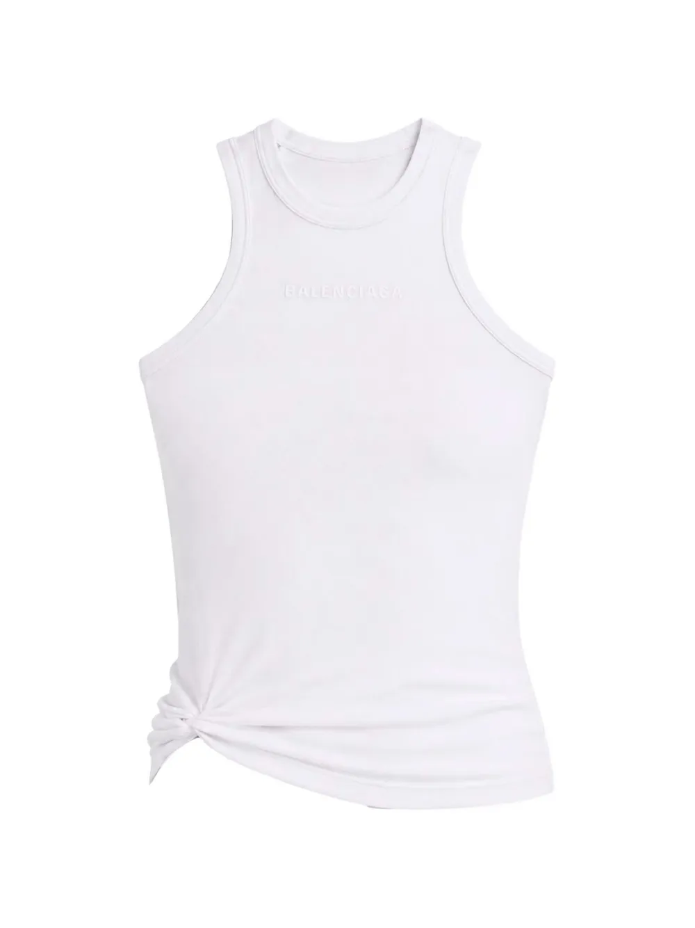 Balenciaga logo-embroidered knotted tank top - Bianco