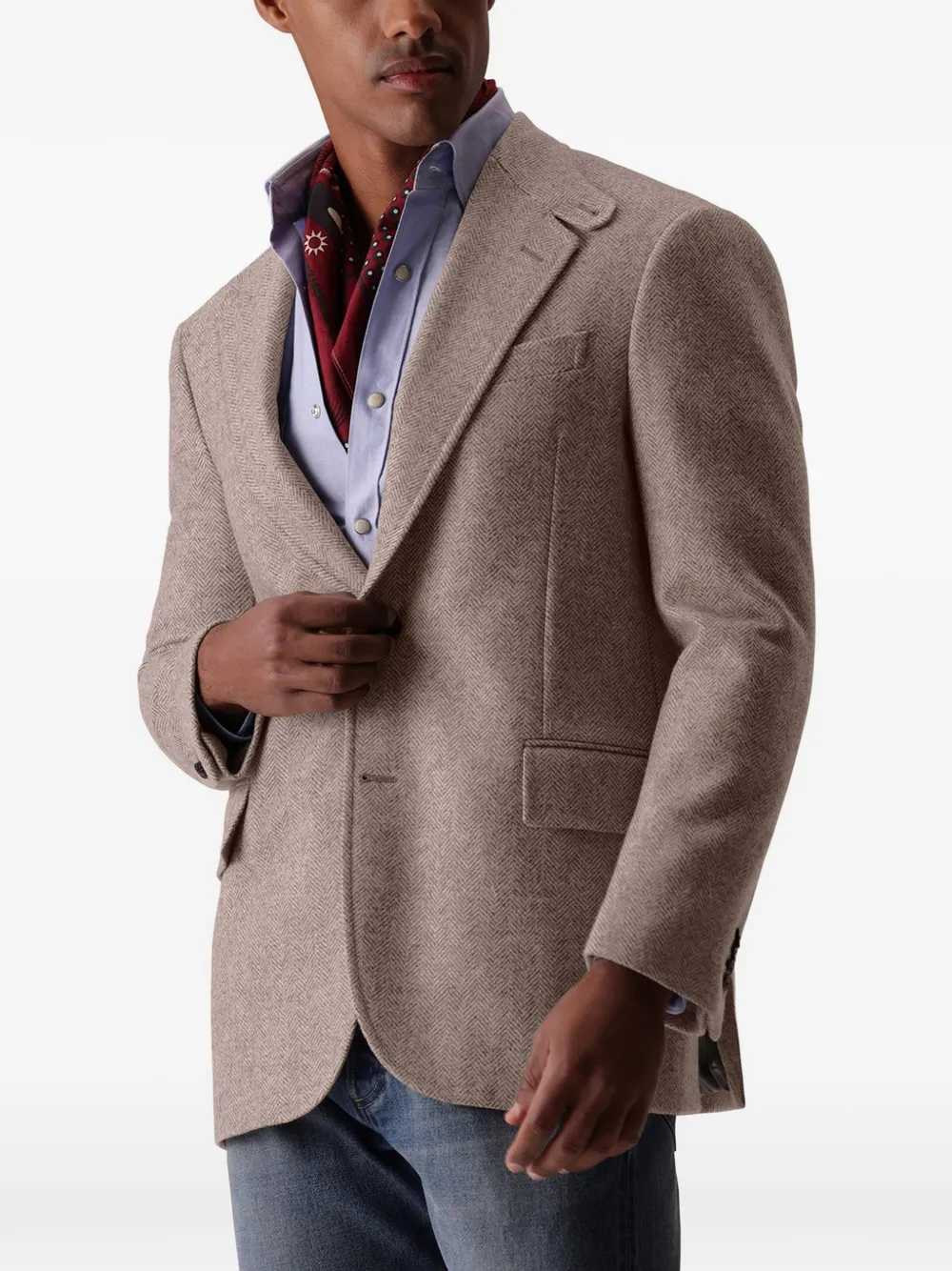 Fortela Bernardo wollen blazer met visgraat-patroon Beige