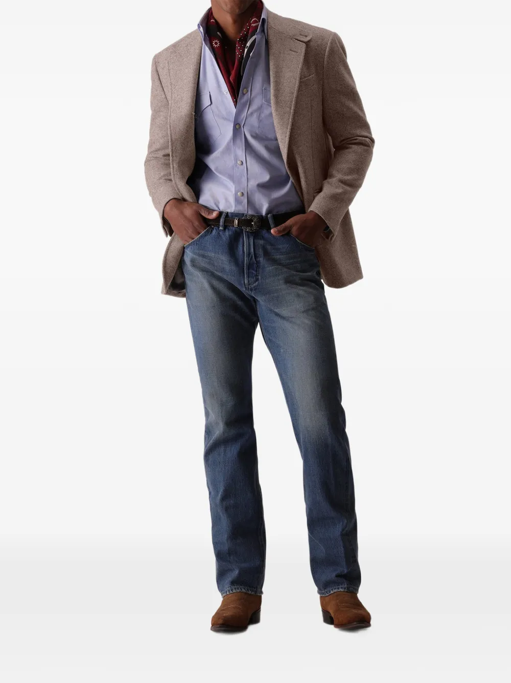 Fortela Bernardo wollen blazer met visgraat-patroon Beige