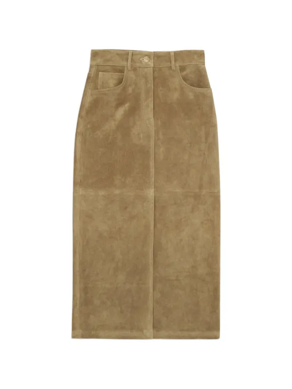Fortela Jasmine Suede Midi Skirt in Neutrals
