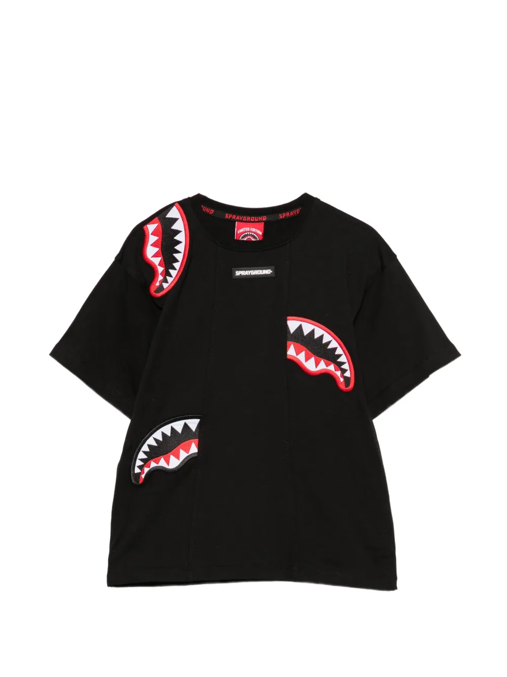 sprayground kid T-shirt con applicazioni Shark - Nero