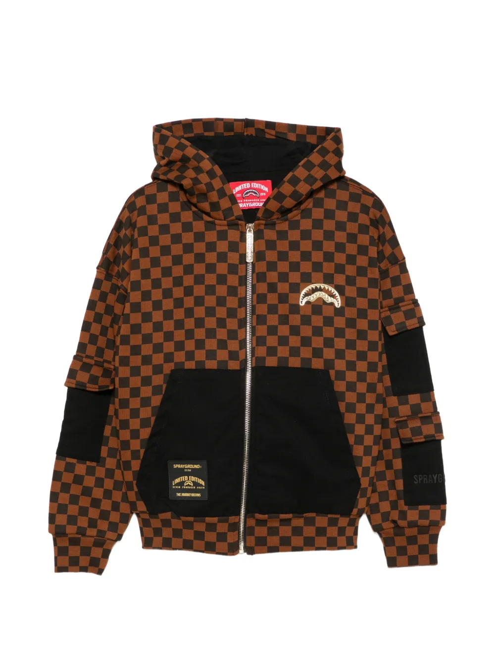 sprayground kid Felpa a quadri con zip - Marrone