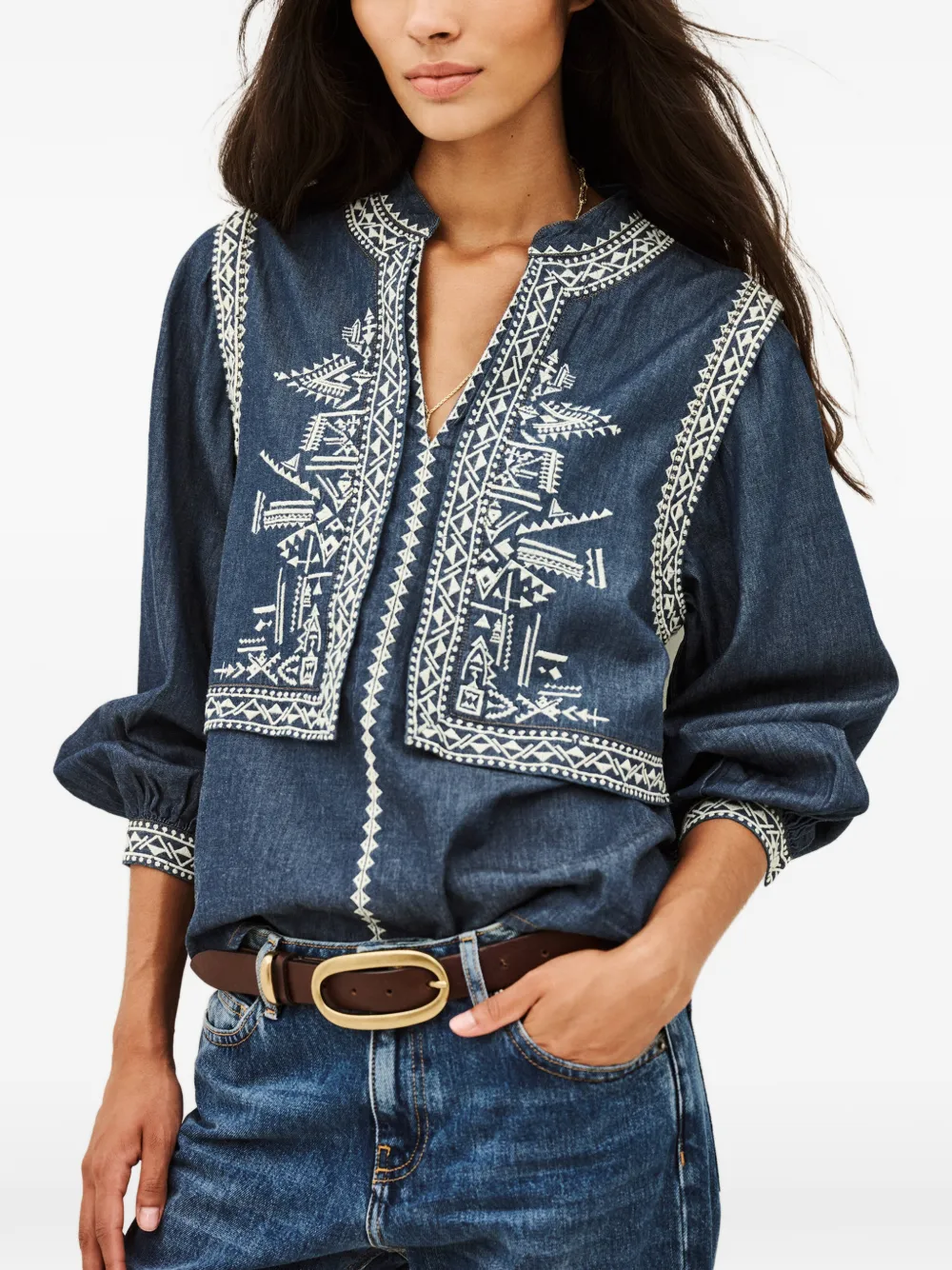 Ba&Sh Laura blouse met borduurwerk Blauw