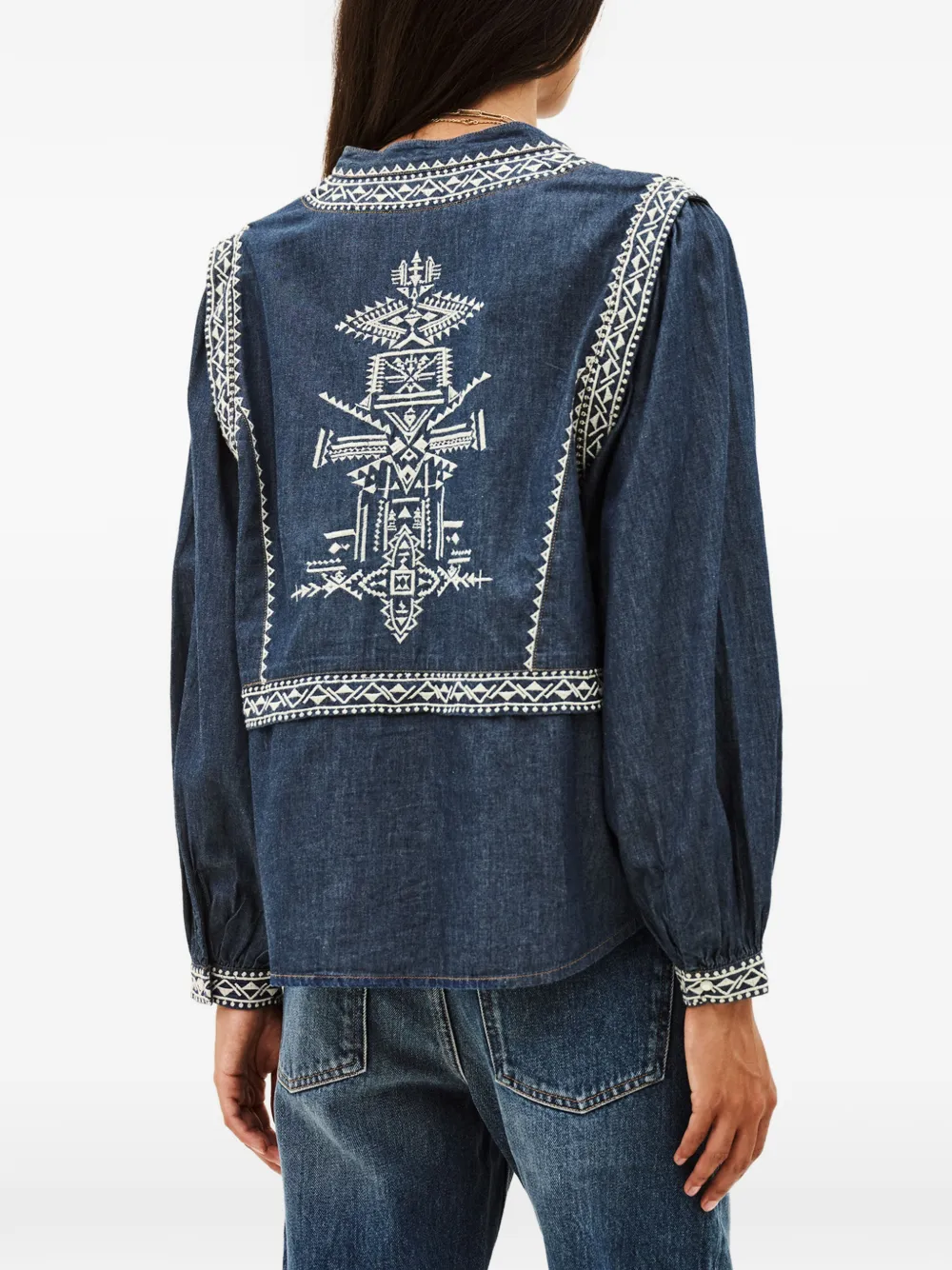 Ba&Sh Laura blouse met borduurwerk Blauw