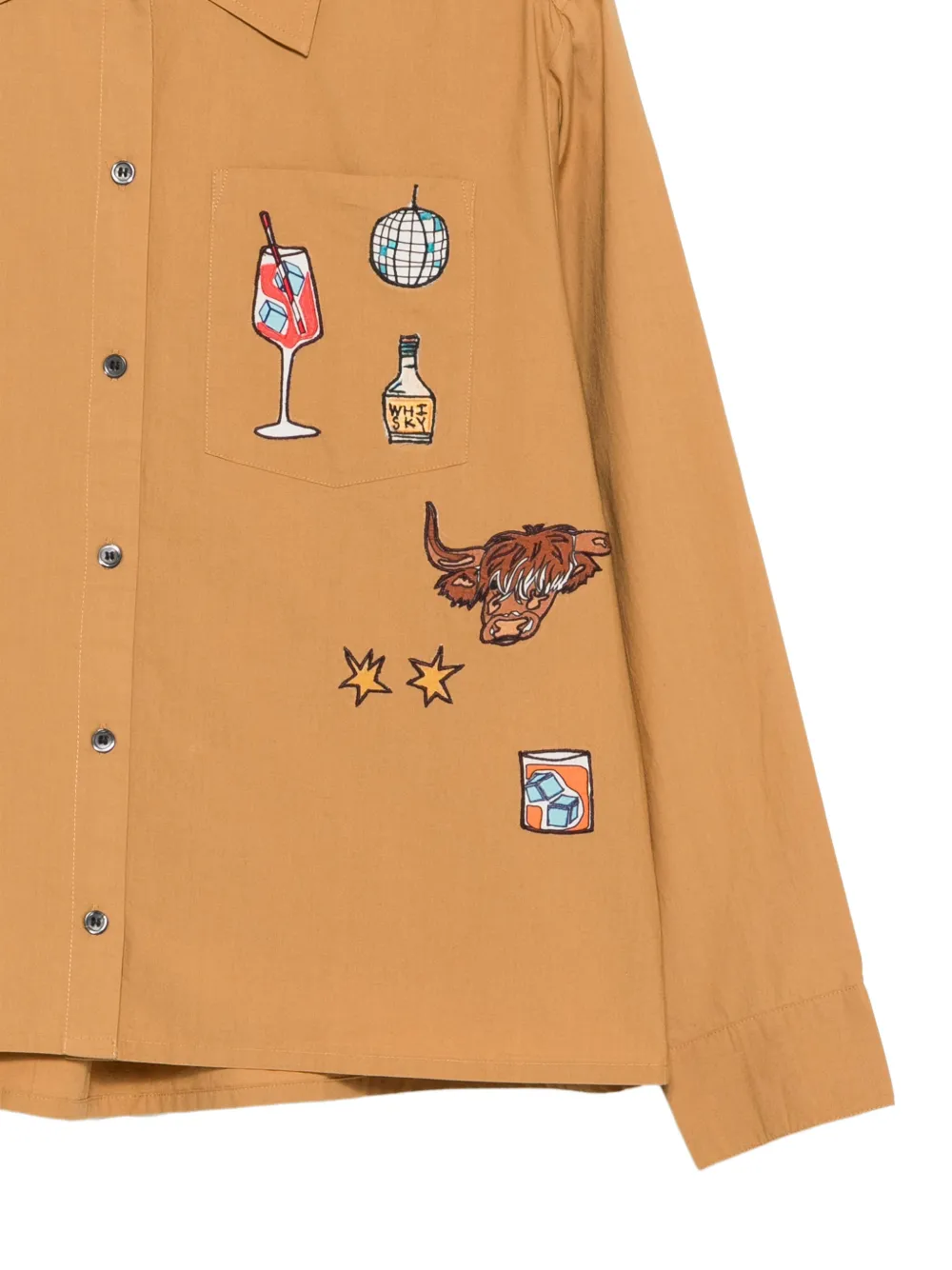 Stella Nova embroidered chest-pocket shirt Bruin