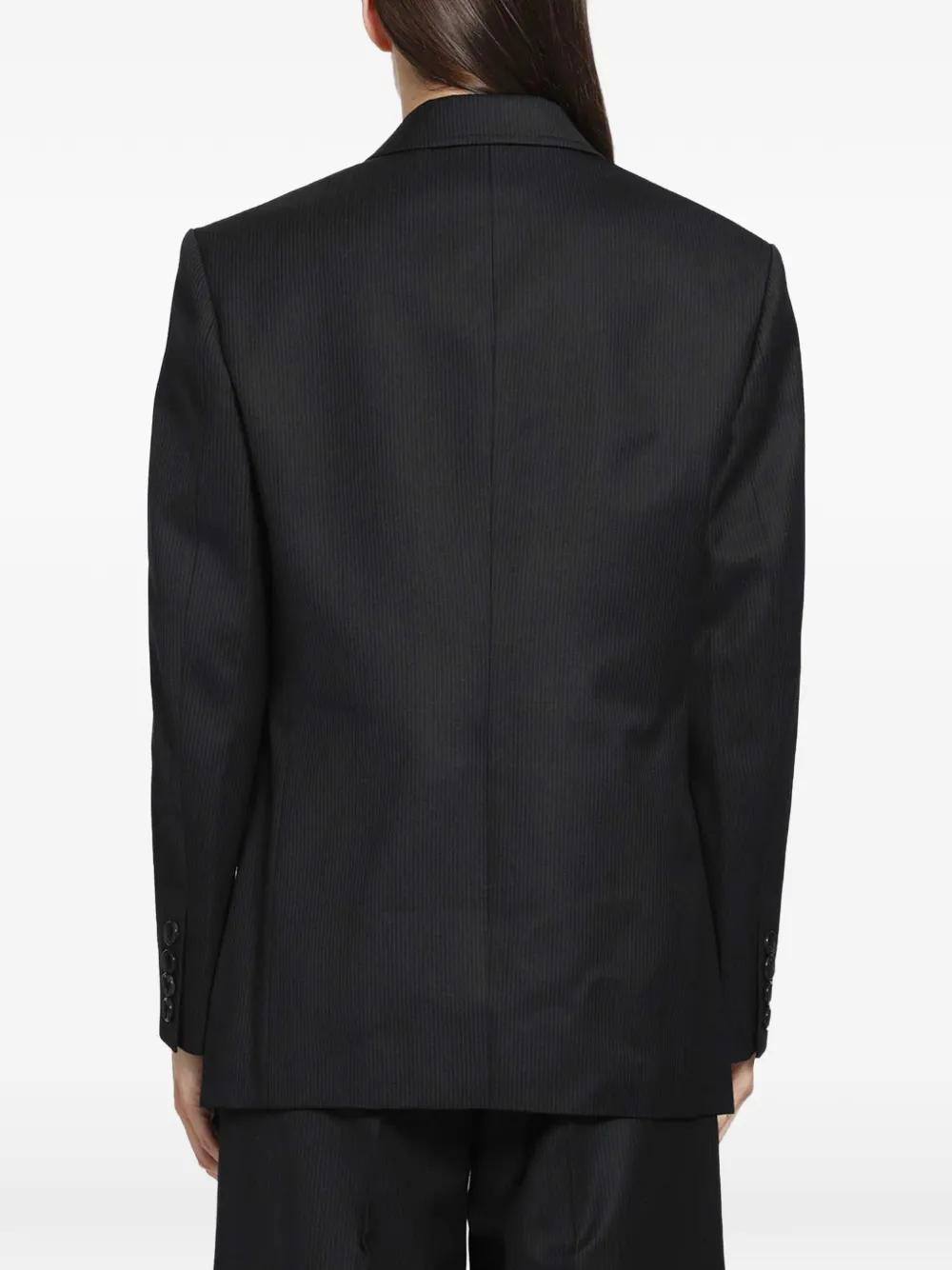 Junya Watanabe Jack met krijtstreep en dubbele rij knopen Zwart
