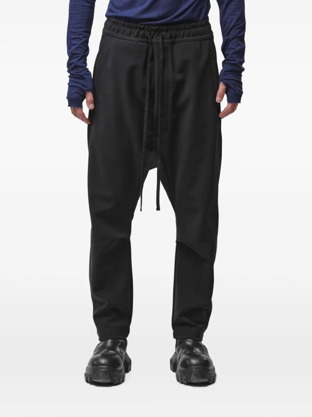 Thom Krom drop-crotch drawstring trousers - Nero