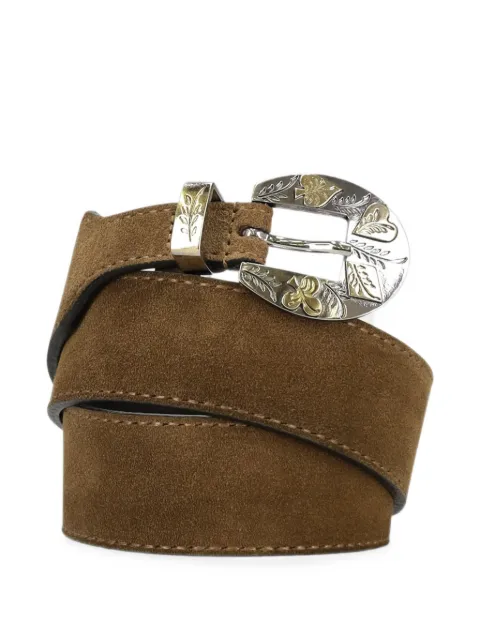 Fortela Salish engraved-buckle suede belt
