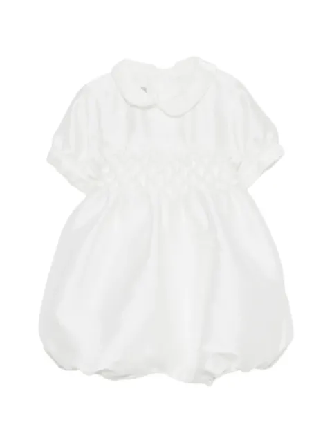 La Stupenderia Romeo smock-stitched puff-sleeve romper