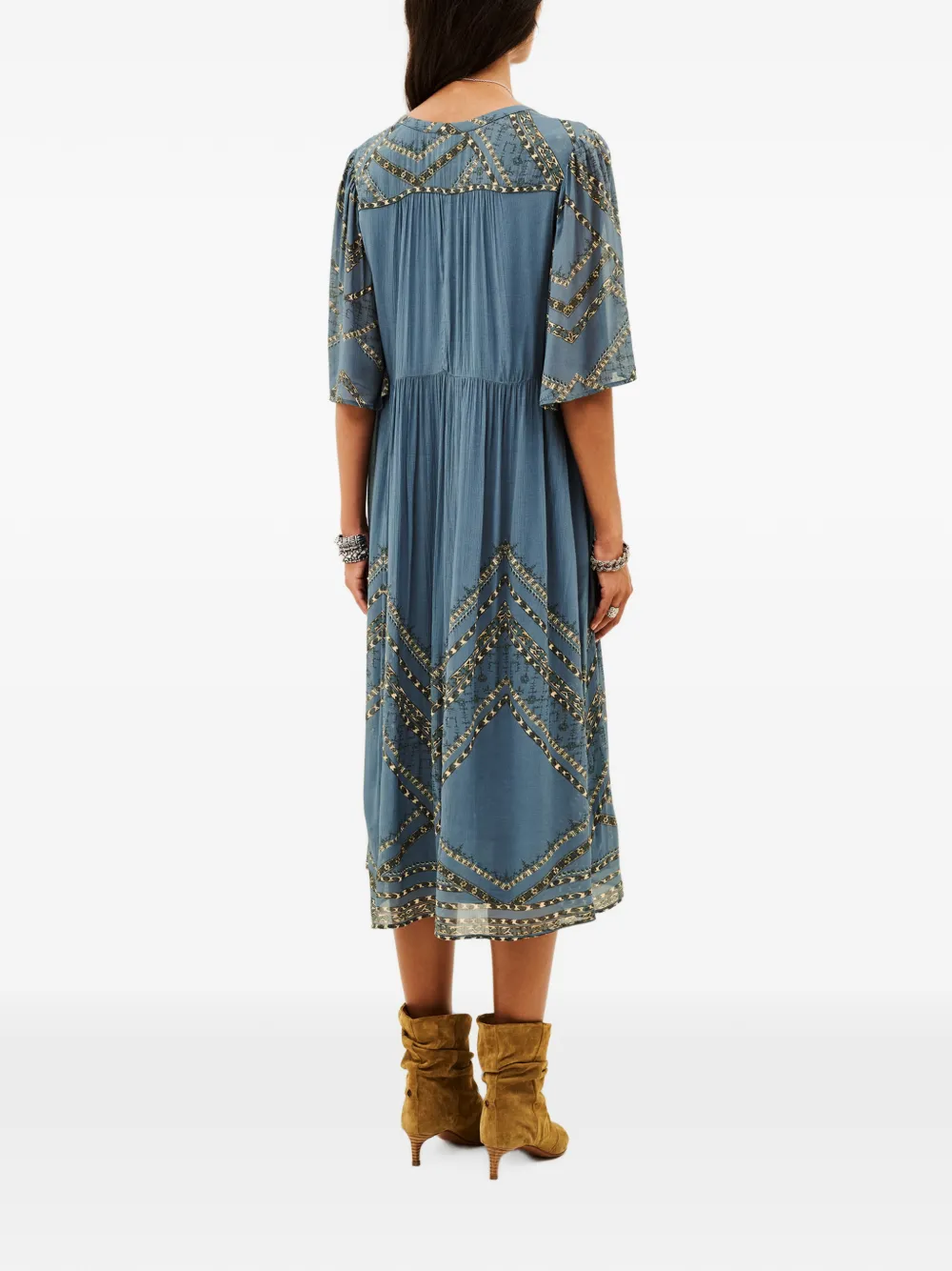 Ba&Sh Pacifica midi-jurk met geometrische print en V-hals Blauw