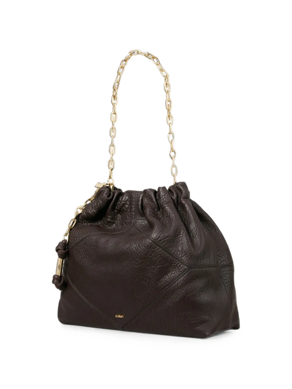 Ba&Sh Junetote leren schoudertas met schakelketting Bruin