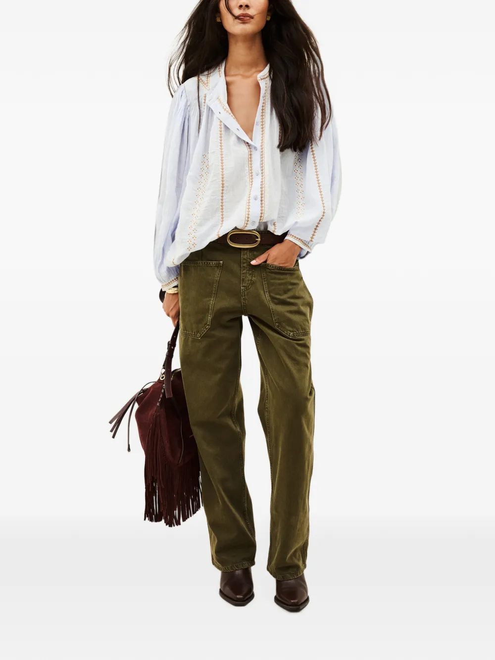 Ba&Sh Mona blouse met ballonmouwen Blauw