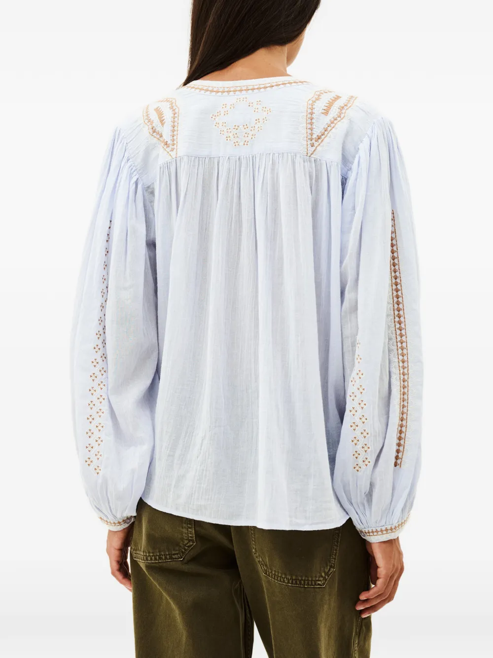 Ba&Sh Mona blouse met ballonmouwen Blauw