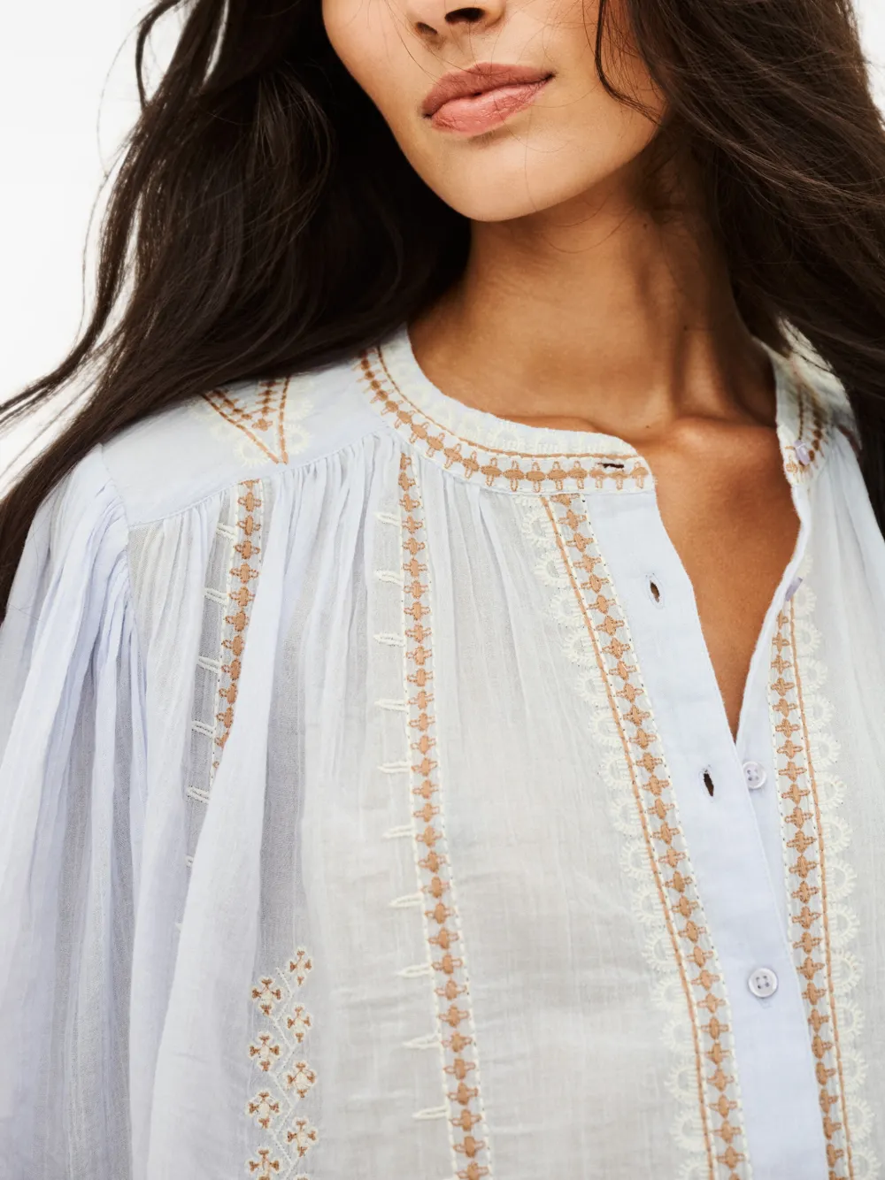 Ba&Sh Mona blouse met ballonmouwen Blauw
