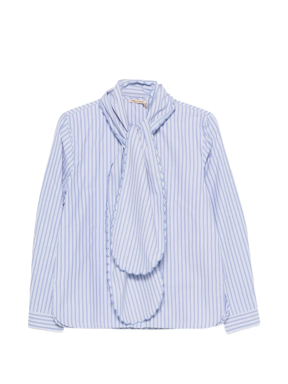 Stella Nova Striped Scalloped-trim Shirt In Brown