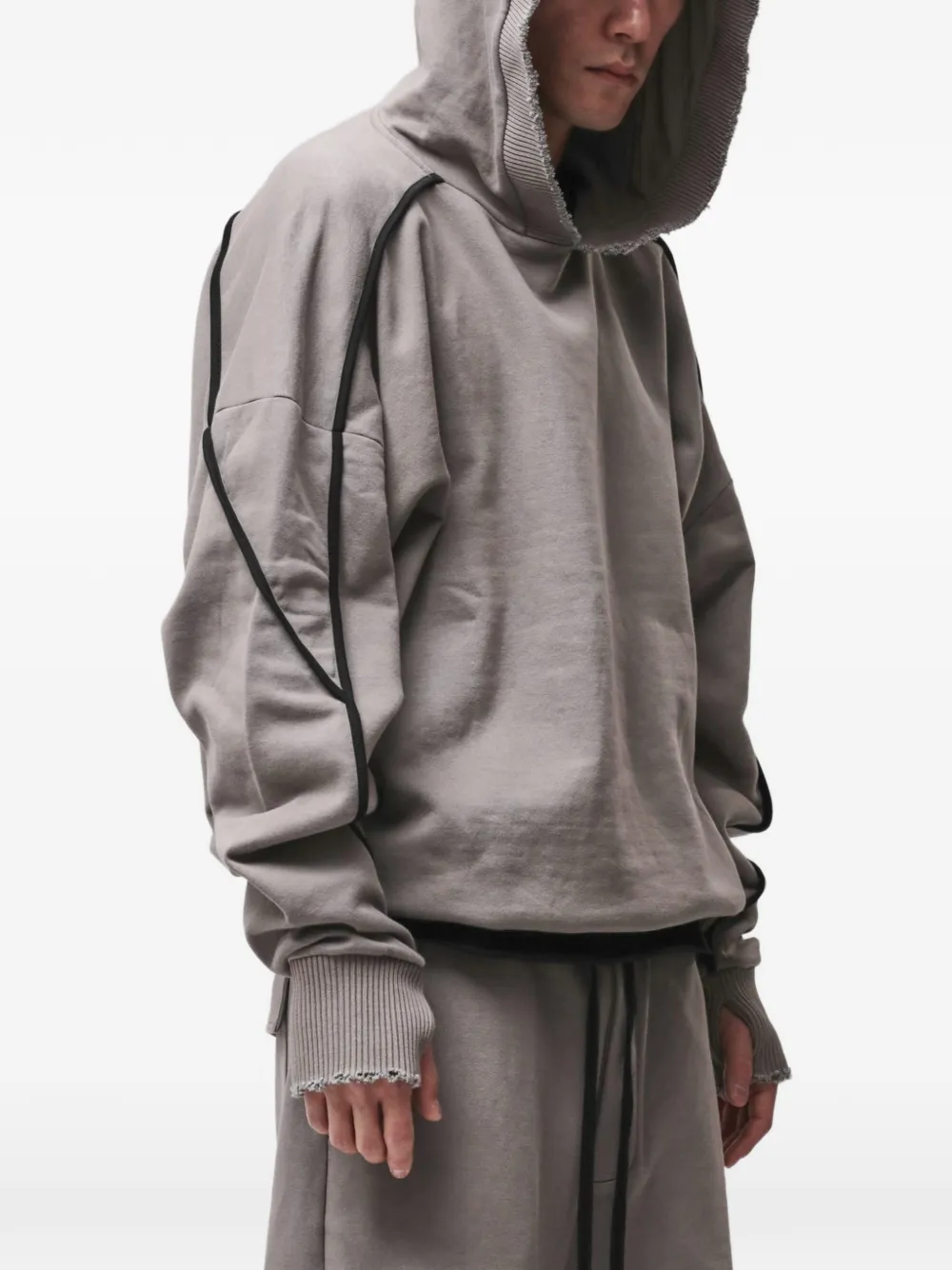 Thom Krom Hoodie met gerafeld detail Grijs