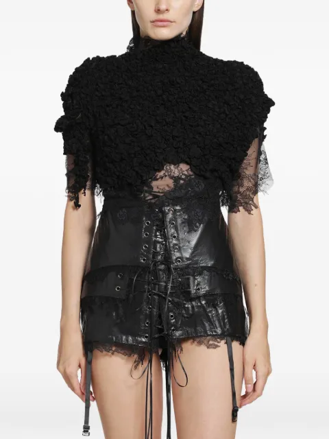 DREAMING ELI Favourite lace-trim cropped blouse