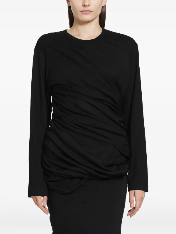 Junya Watanabe Draped Long-sleeve T-shirt in Black