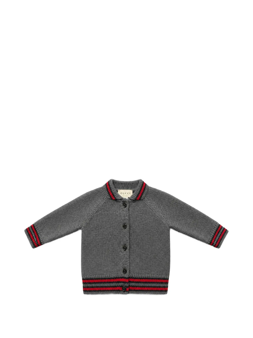 Gucci Kids Cardigan mit Raglanärmeln und Streifendetail - Grau