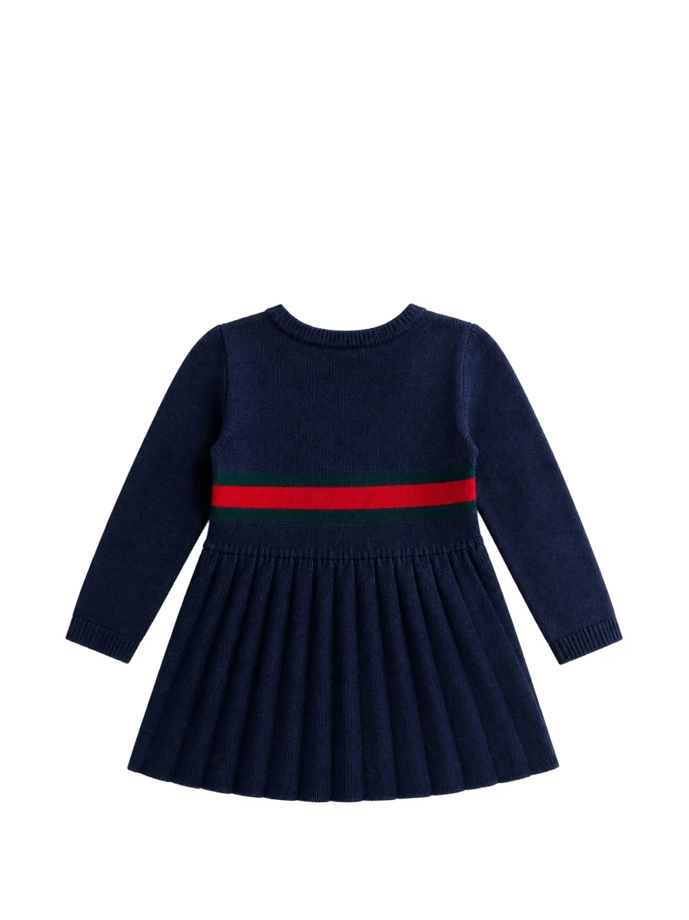 Gucci Kids Web-stripe pleated knitted dress Blauw