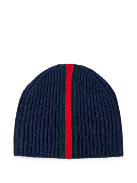 Gucci Kids Web-stripe ribbed-knit beanie hat