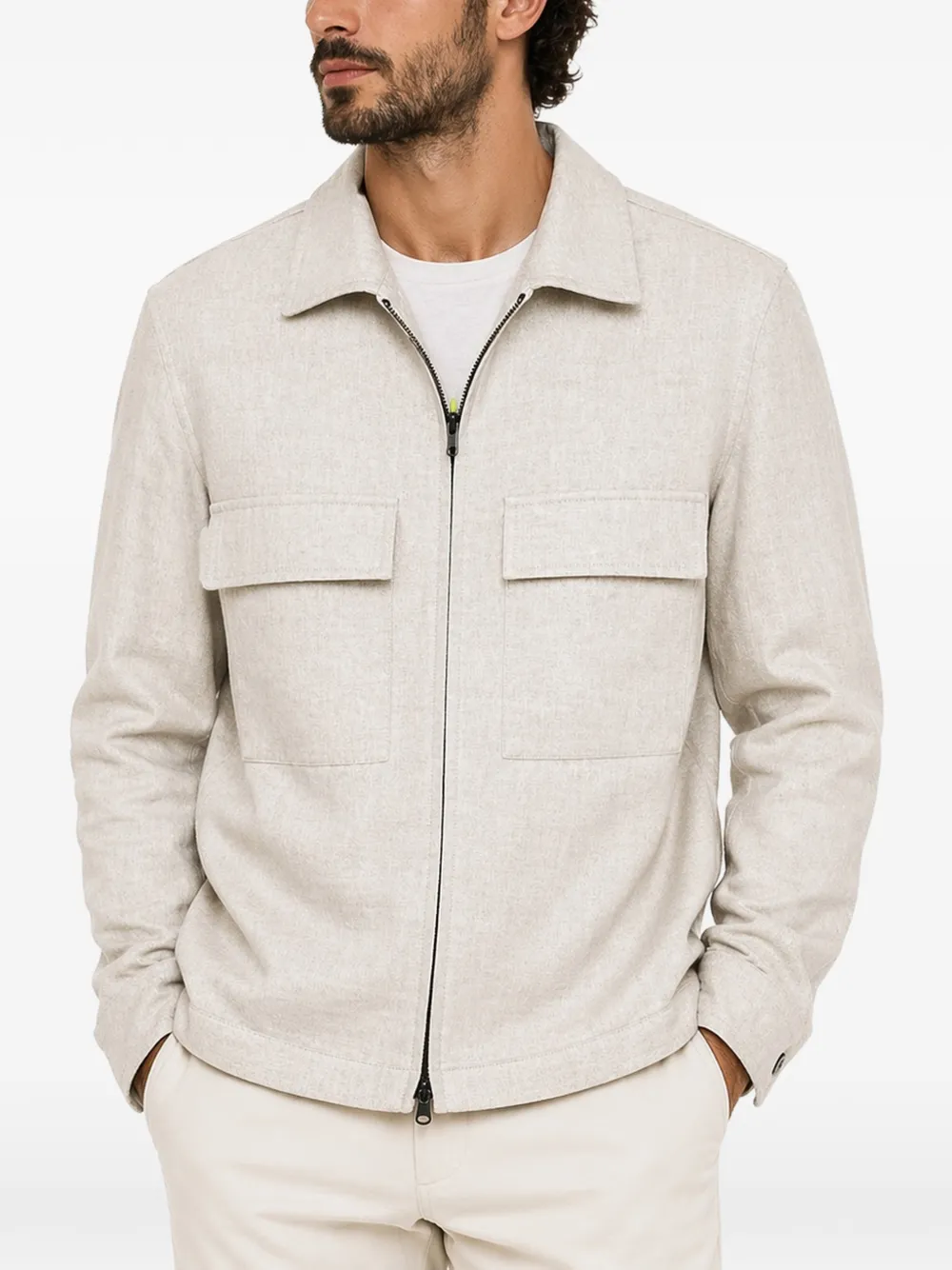 Manuel Ritz linen zip-up jacket Beige