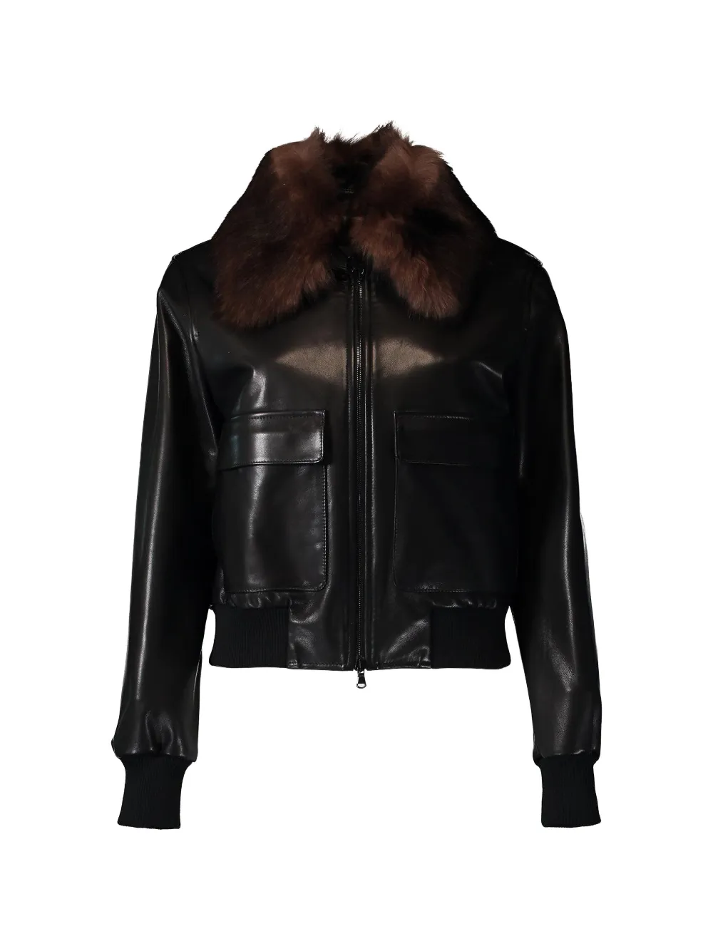 Susan Bender shearling-collar leather jacket