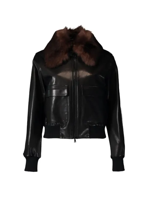 Susan Bender shearling-collar leather jacket