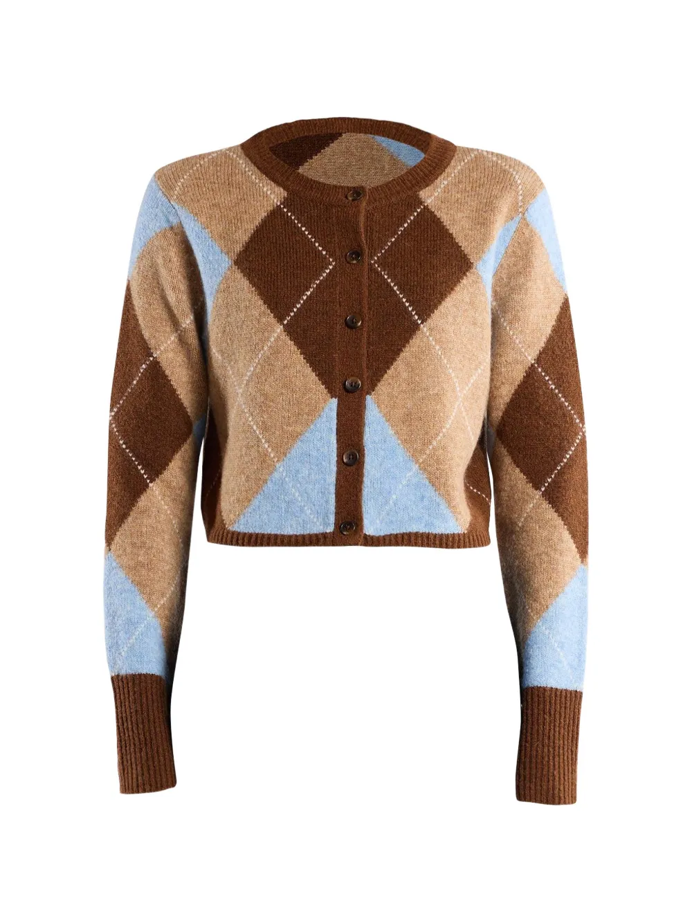 Christy Lynn Goldie Argyle-pattern Cardigan In Brown