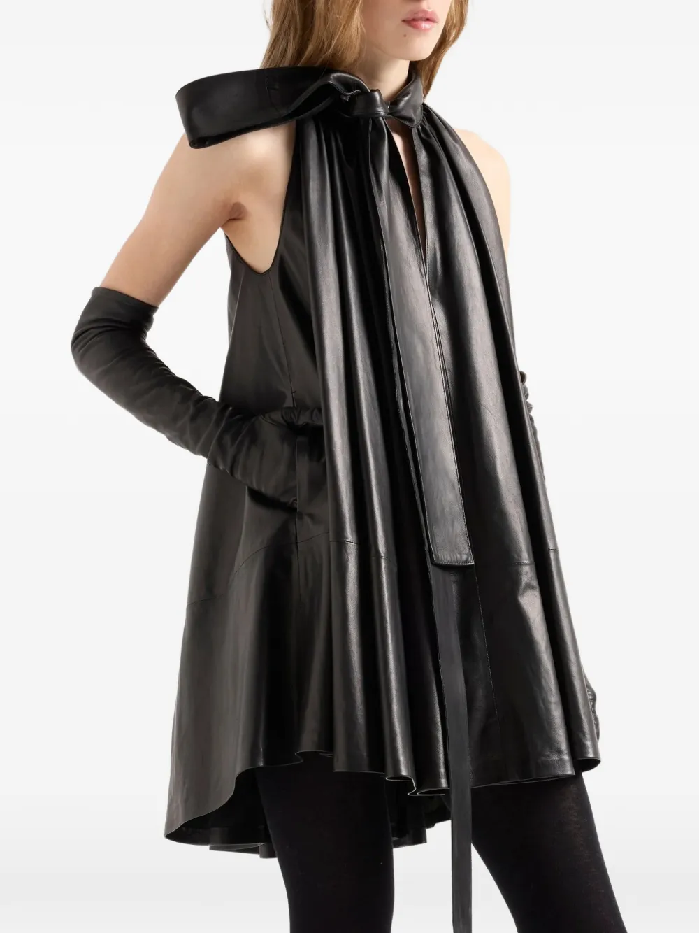 7 For All Mankind Mini-jurk met gestrikte hals Zwart