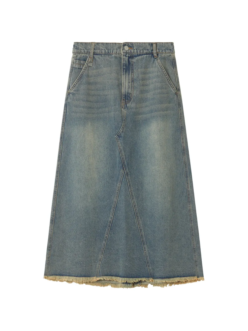 izzue frayed panelled denim skirt