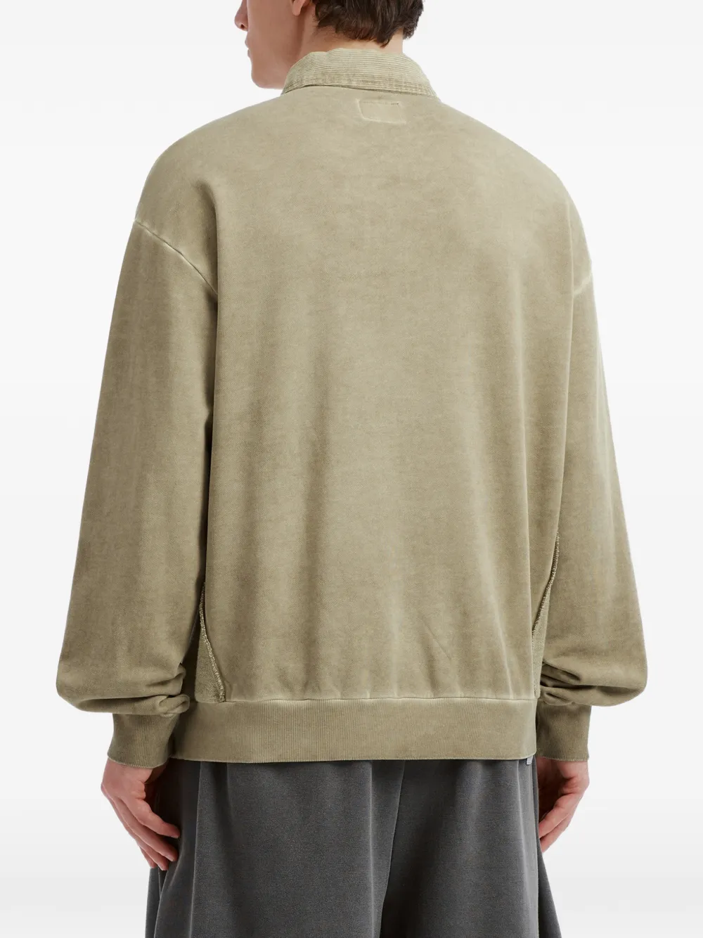 izzue Sweater met ribfluwelen kraag en geborduurd logo Beige