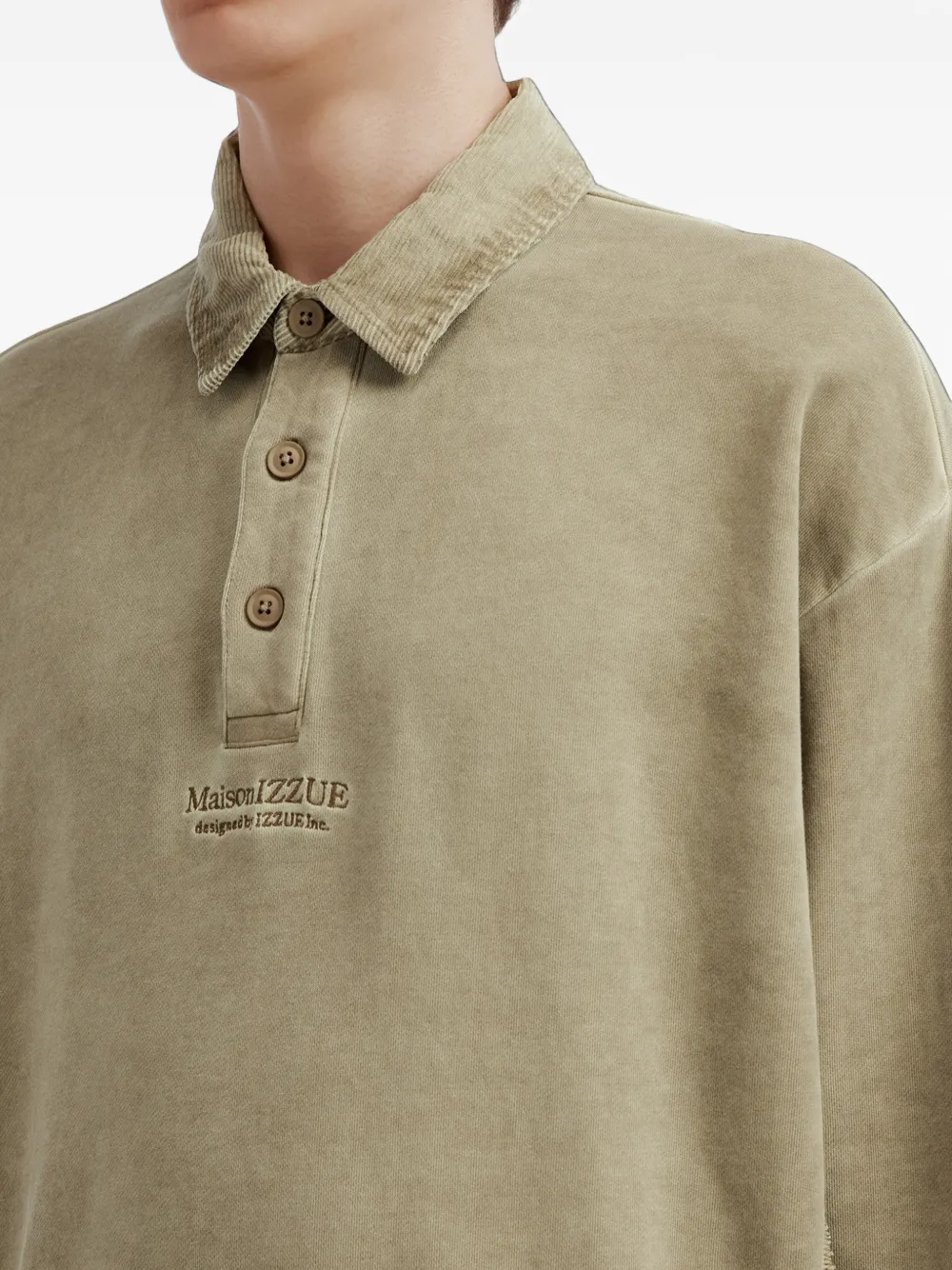 izzue Sweater met ribfluwelen kraag en geborduurd logo Beige