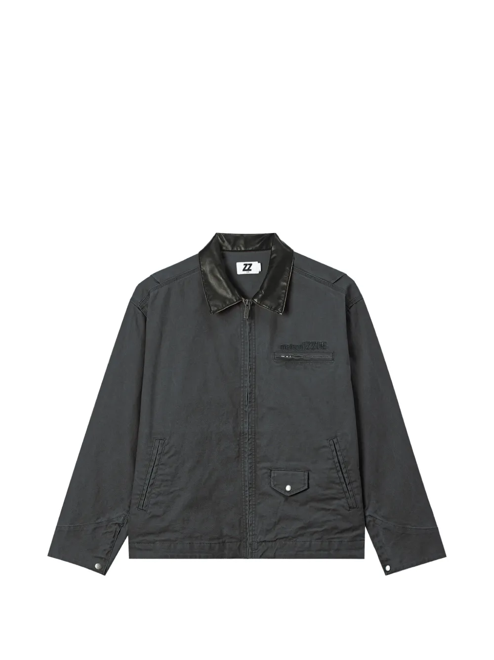 Izzue Contrast-collar Logo-embroidered Jacket In Grey