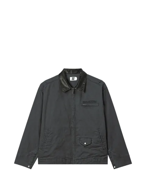 izzue contrast-collar logo-embroidered jacket