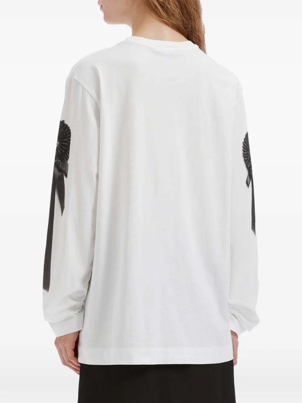 Simone Rocha T-shirt verfraaid met rozet en lange mouwen Wit