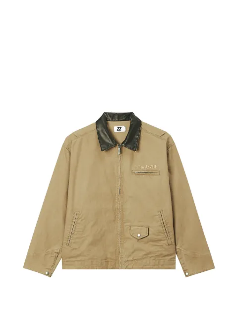 izzue logo-embroidered contrast-collar jacket