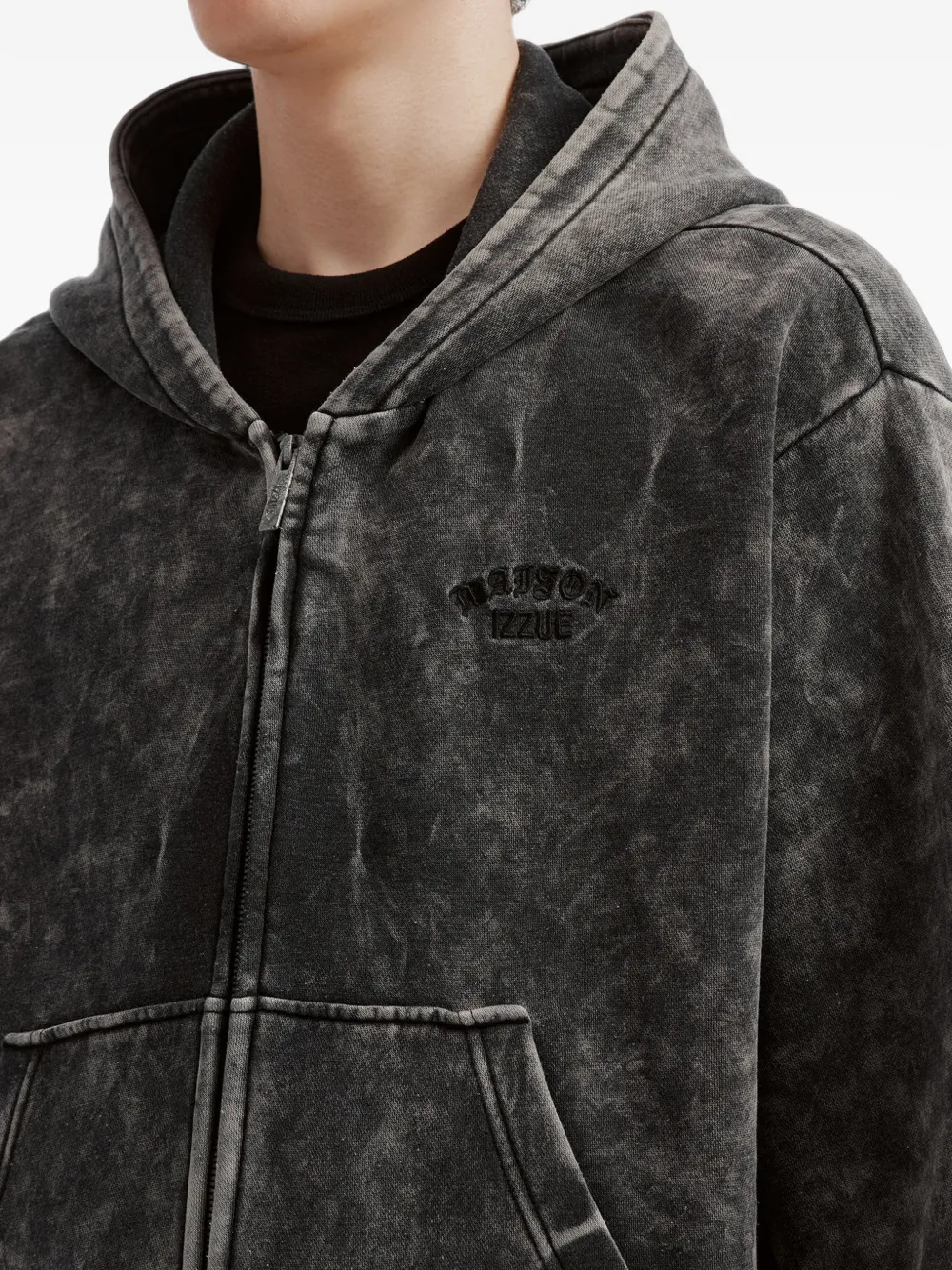 izzue Hoodie met geborduurd logo en acid wassing Grijs