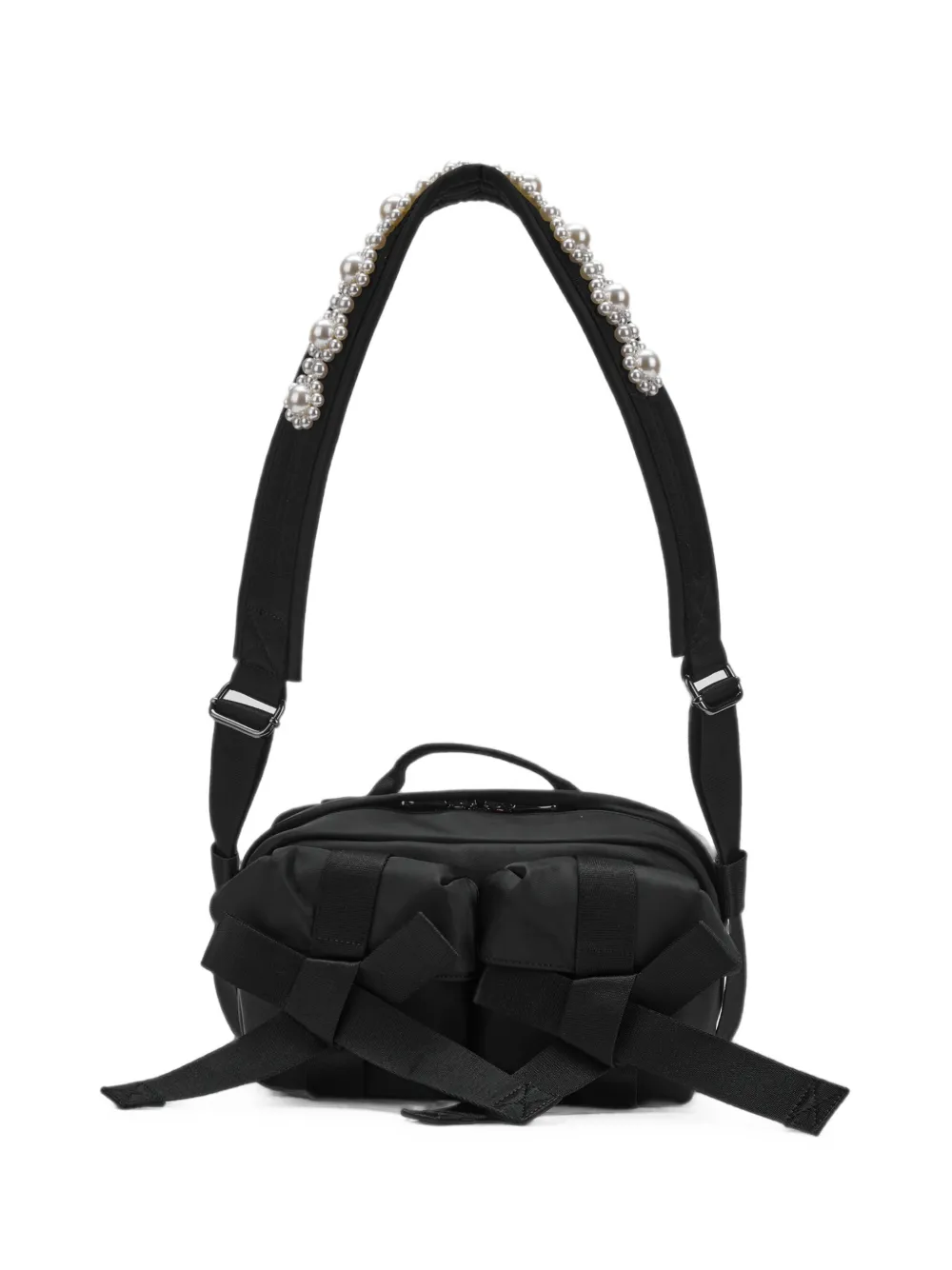 Simone Rocha bow-embellished faux-pearl shoulder bag - Nero