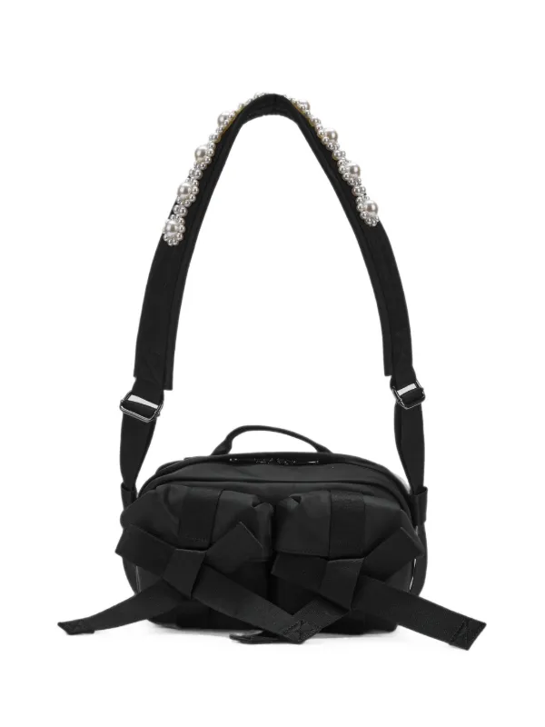 Simone Rocha Bow-embellished Faux-pearl Shoulder Bag in Black